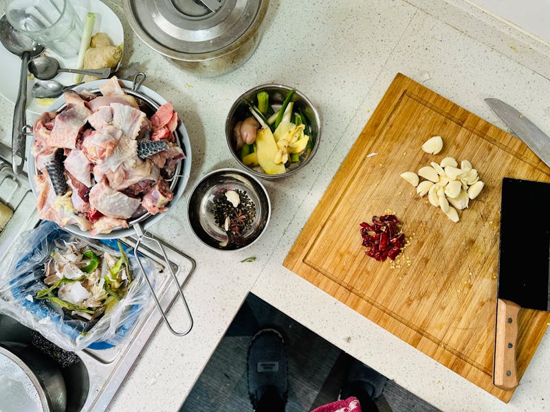 Starbird chicken fresh food preparation in the kitchen